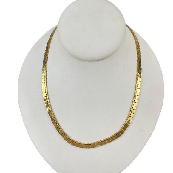 Gold-Plated Flat Herringbone Chain Necklace Layering Necklace Gift for Her - Picture 5 of 6